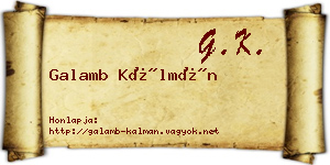 Galamb Kálmán névjegykártya